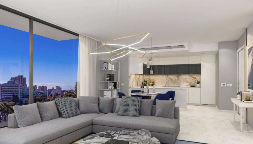 LFIN-ASSIM1-7808 3-bedroom single floor apartment with unbelievable sea view of Finikoudes beach and Larnaca Marina 